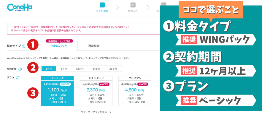 料金プランの選択