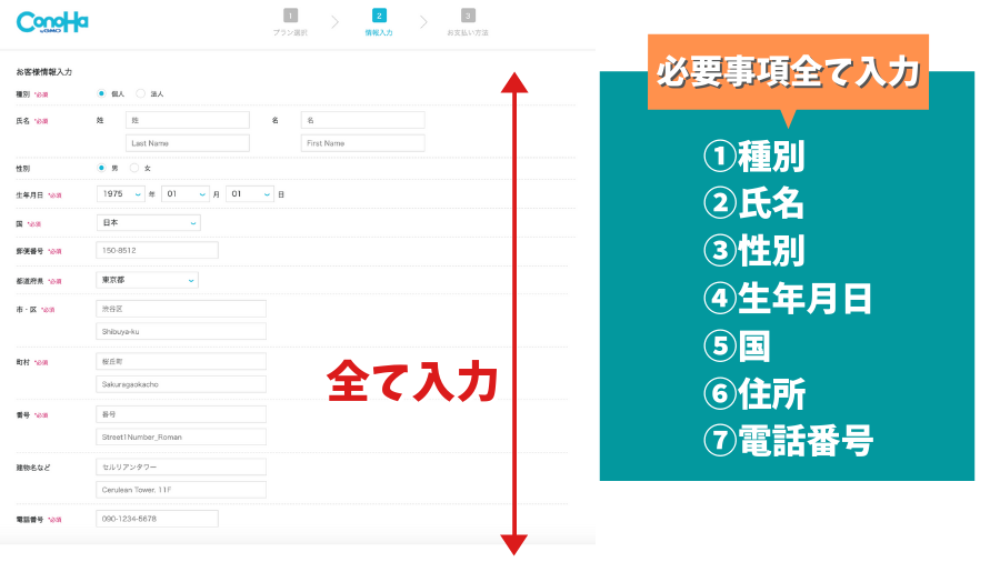 契約者情報の入力