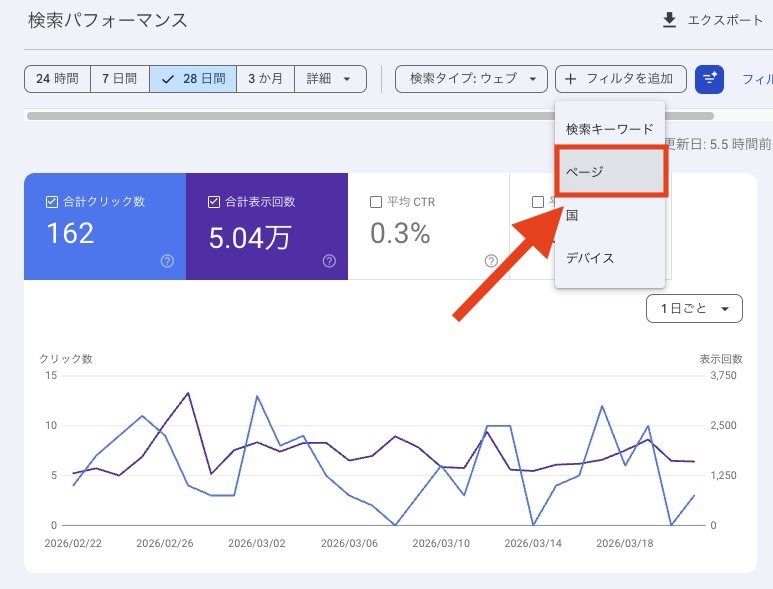 GSCでページURLで絞り込みする