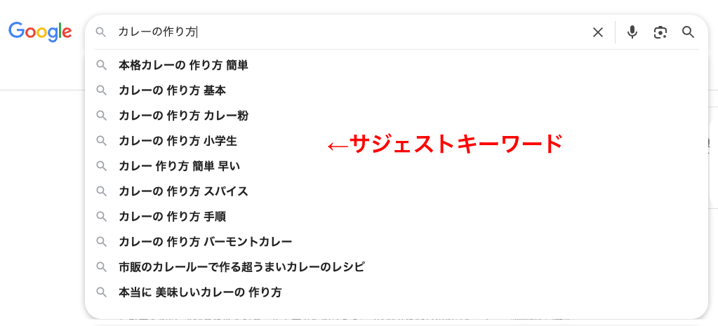 サジェストキーワードの画像