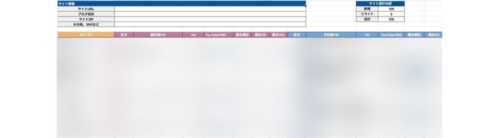 サイト設計表の例