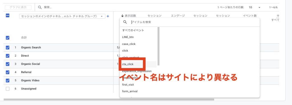 GA4のイベント名を確認する