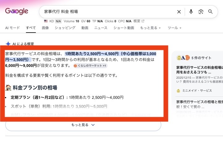 実際の検索結果