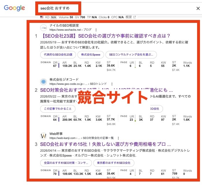 Google検索して競合サイトを探す