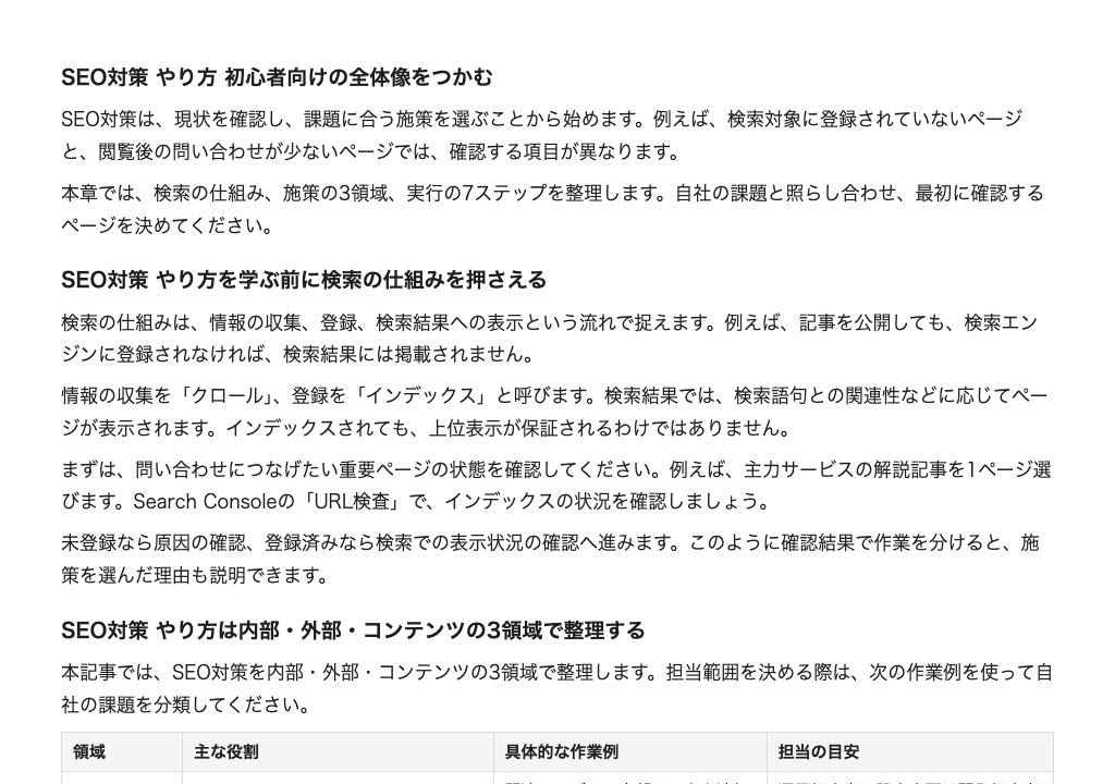 本文執筆プロンプトをChatGPTで実行した出力例